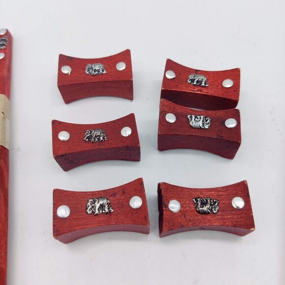 Hand Crafted Thailand Rose Wood Boxed Elephant Chopsticks Set Service For 6 - Picture 4 of 13